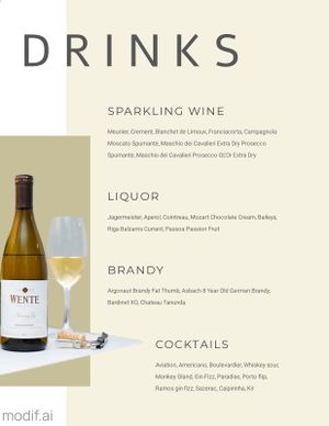 Wedding Bar Drinks Menu Design Template With Photo