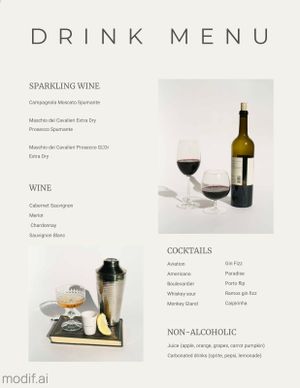 Wedding Bar Drinks Menu Template With Photos