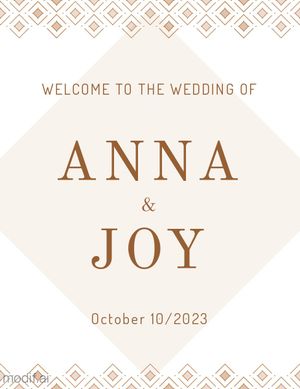 Wedding Welcome Sign Design Template with Pattern