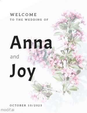 Wedding Welcome Sign Design with Floral Background