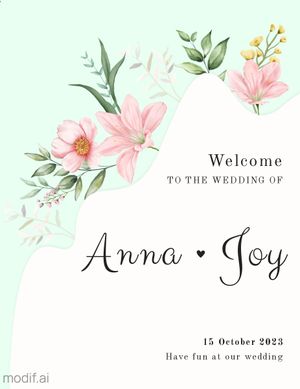 Wedding Welcome Sign Design with Flowers