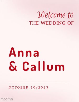 Welcome Sign for Wedding with Pink Background