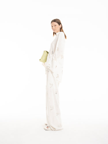 WHITE LOOSE LINEN SHIRT WITH EMBROIDERED SEQUINS MARQUES ALMEIDA