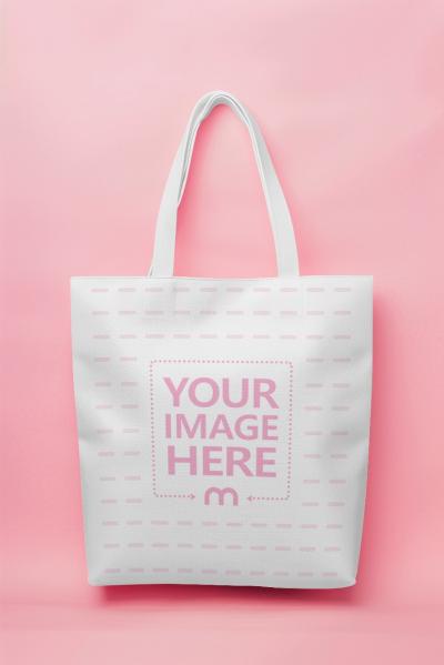 Simple Tote Bag Mockup Generator in Pink Background