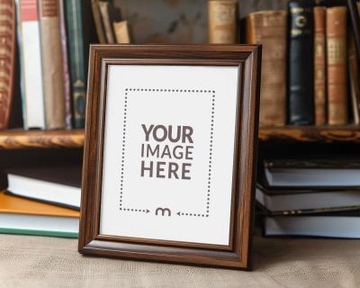 Wooden Photo Frame Mockup with Classic Home Background